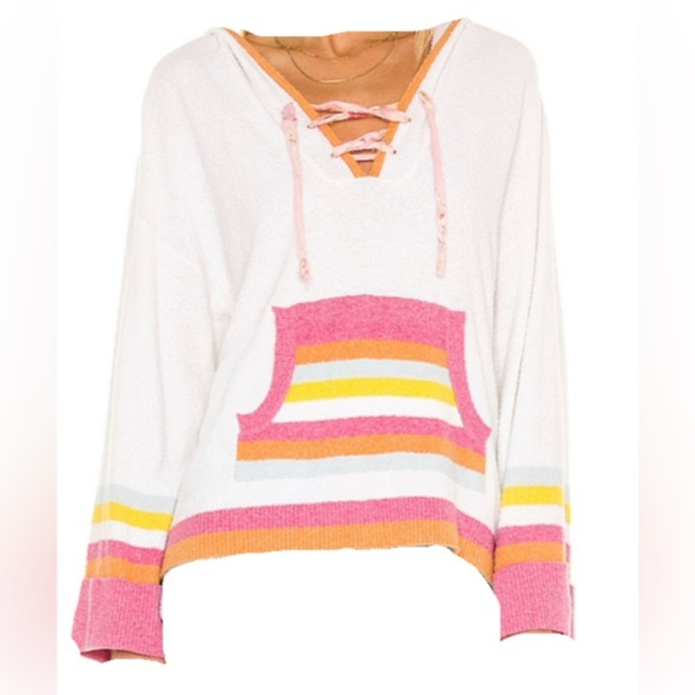 LoveShackFancy VGUC Fenmore Hoodie Malibu Sunset Large Striped Terry Knit